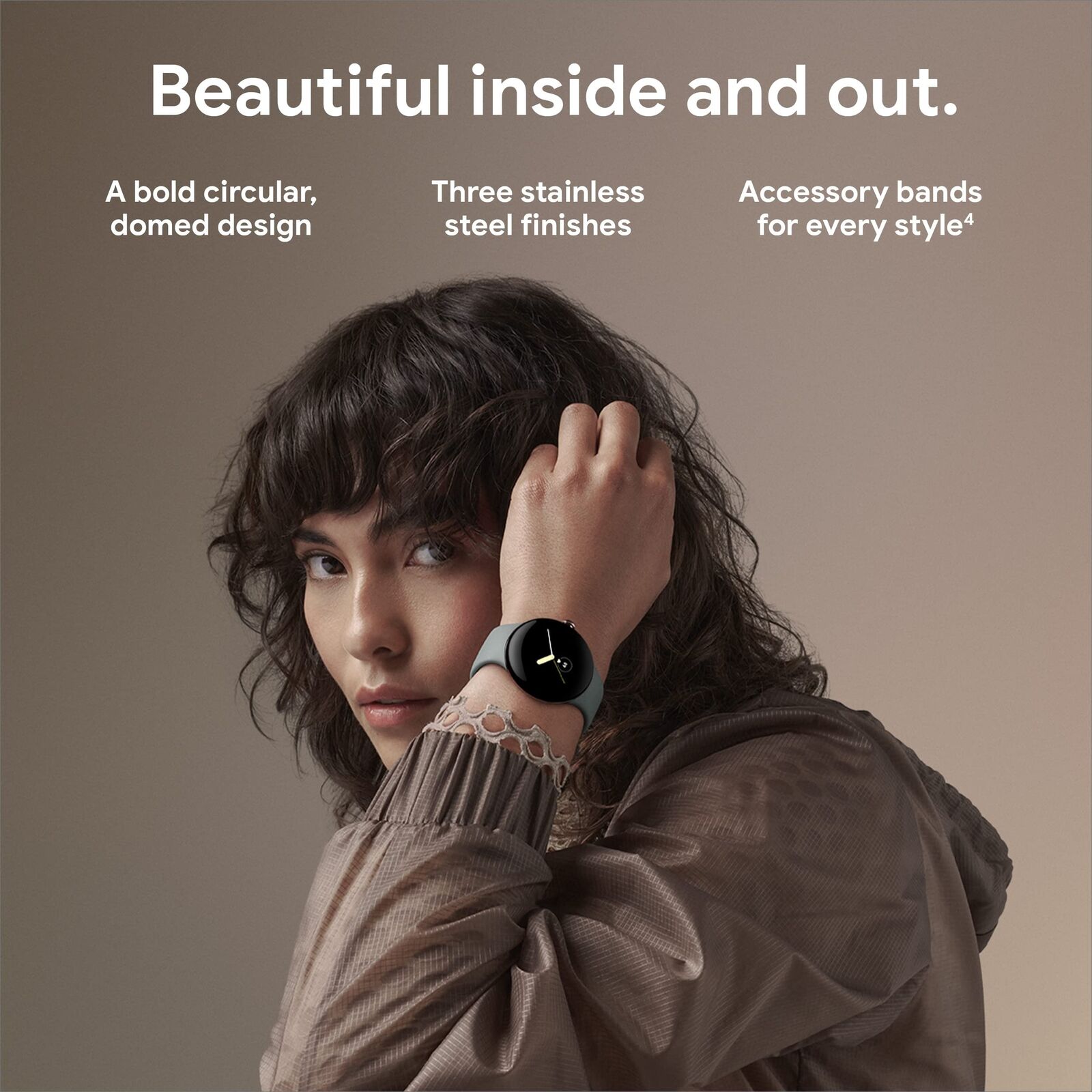 Google Pixel Watch Gold Stainless Steel Smartwatch 41mm with Hazel Active Band - Wi-Fi/Bluetooth - GA04123