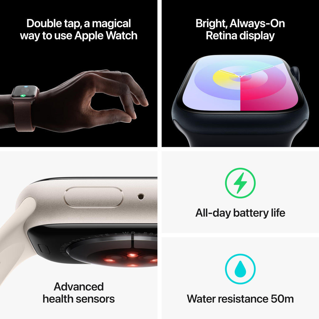 Apple Watch Series 9 (GPS + Cellular) ? 41mm Midnight Aluminum Case with Midnight Sport Loop ? One Size ? MRHU3LW/A