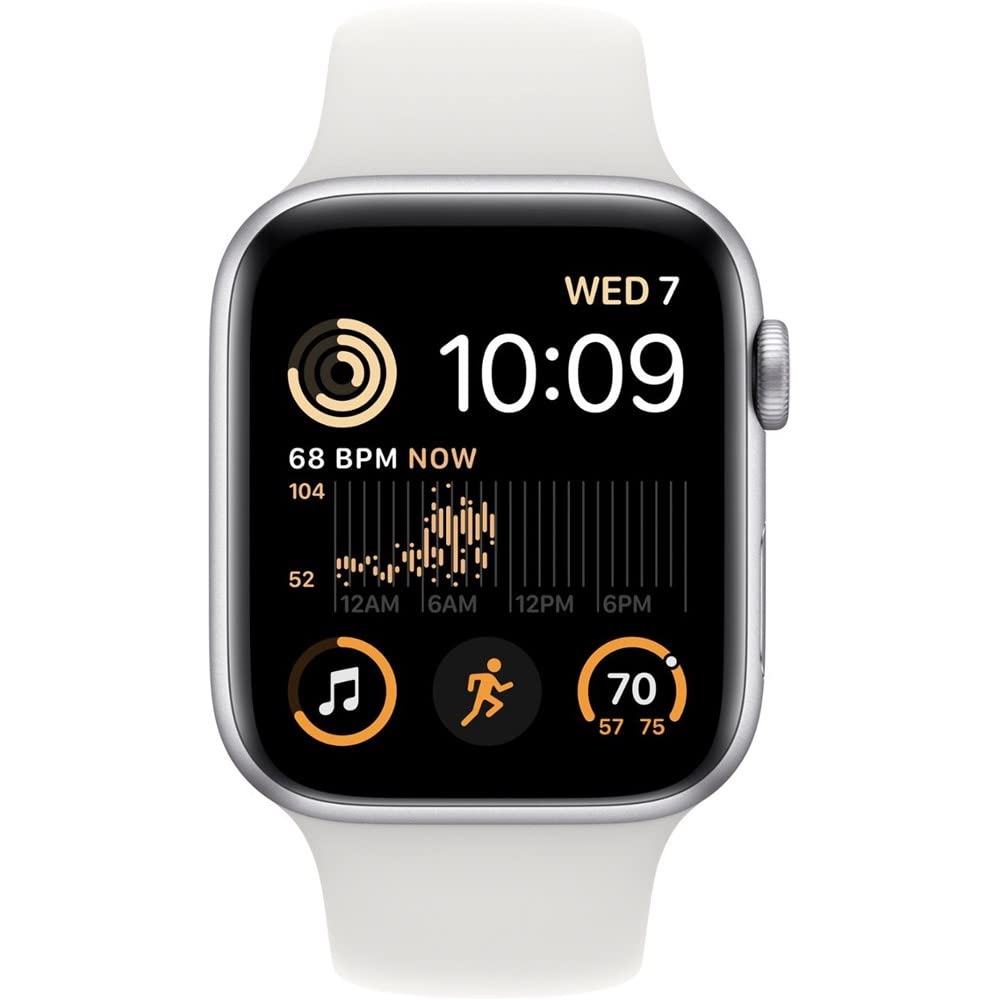 Apple Watch SE 2nd Gen GPS+Cel 44mm Aluminum Case White Sport Band - Silver - MNU63LL/A