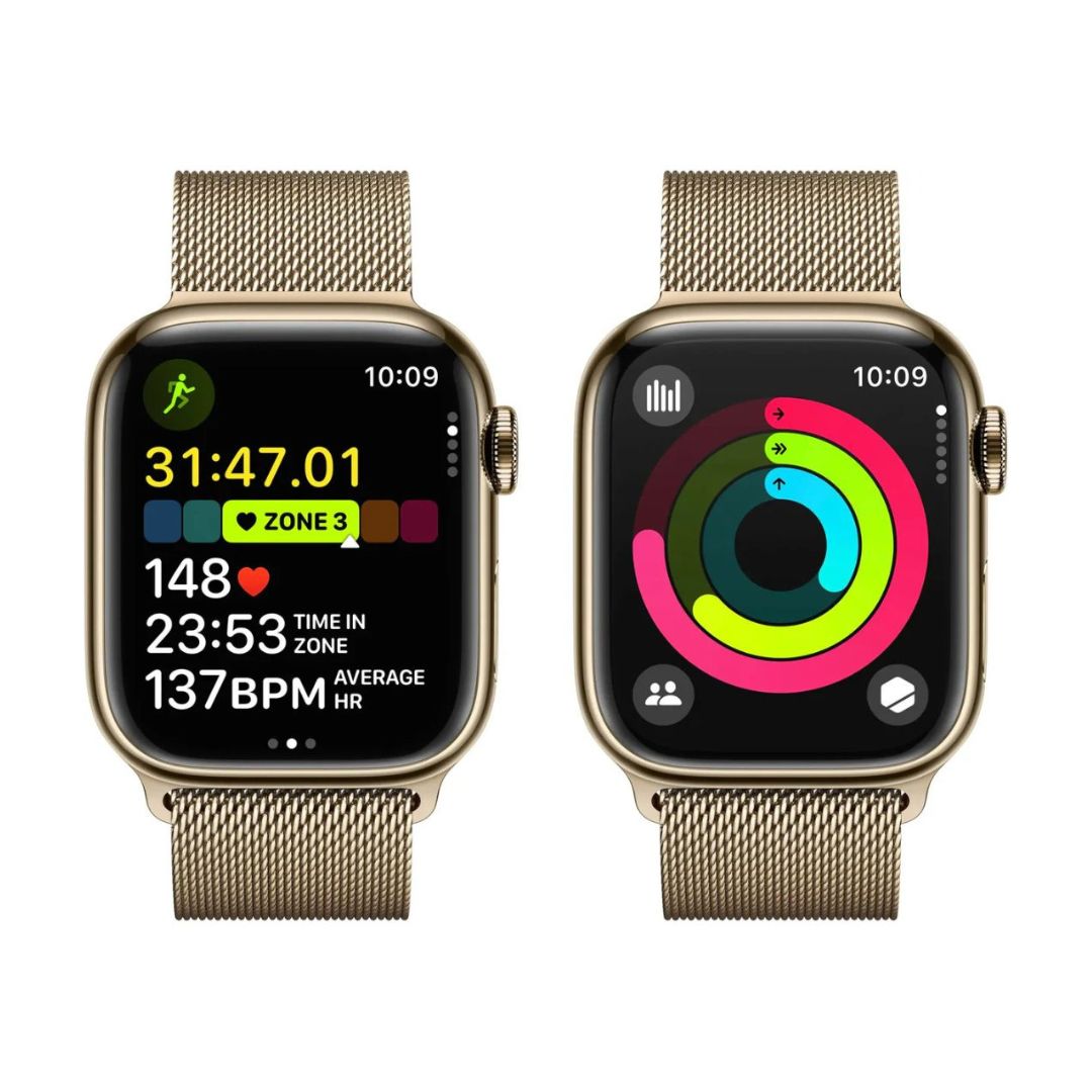 Apple Watch Series 9 (GPS+Cell) 41mm Case w/ Gold Milanese Loop - MRJ73LW/A