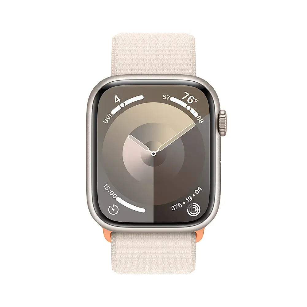 Apple Watch Series 9 (GPS + Cellular) 45mm Aluminum Case w/ Starlight Sport Loop - Adj - Starlight