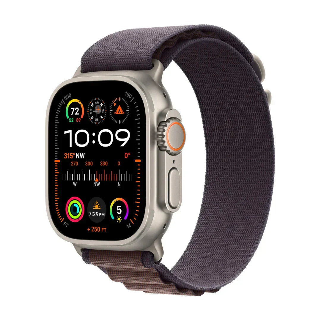 Apple Watch Ultra 2 (GPS + Cellular) 49mm Titanium Case with Indigo Alpine Loop (Small) - MRER3LW/A