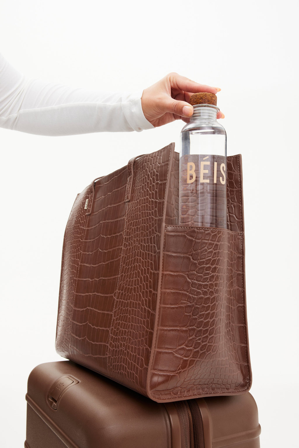 The Large Work Tote in Maple Croc