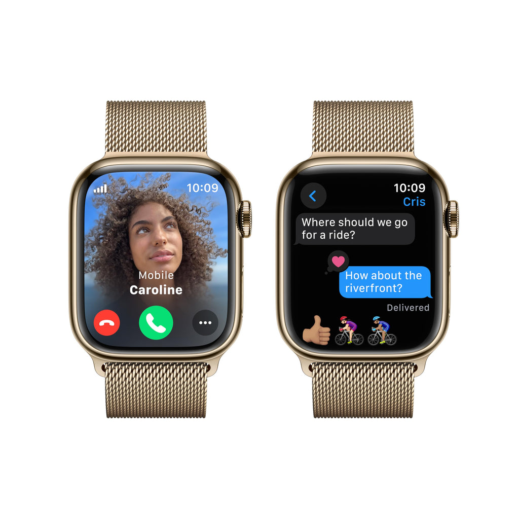 Apple Watch Series 9 (GPS + Cellular) 41mm Gold Stainless Steel Case with Gold Milanese Loop - MRJ73LL/A