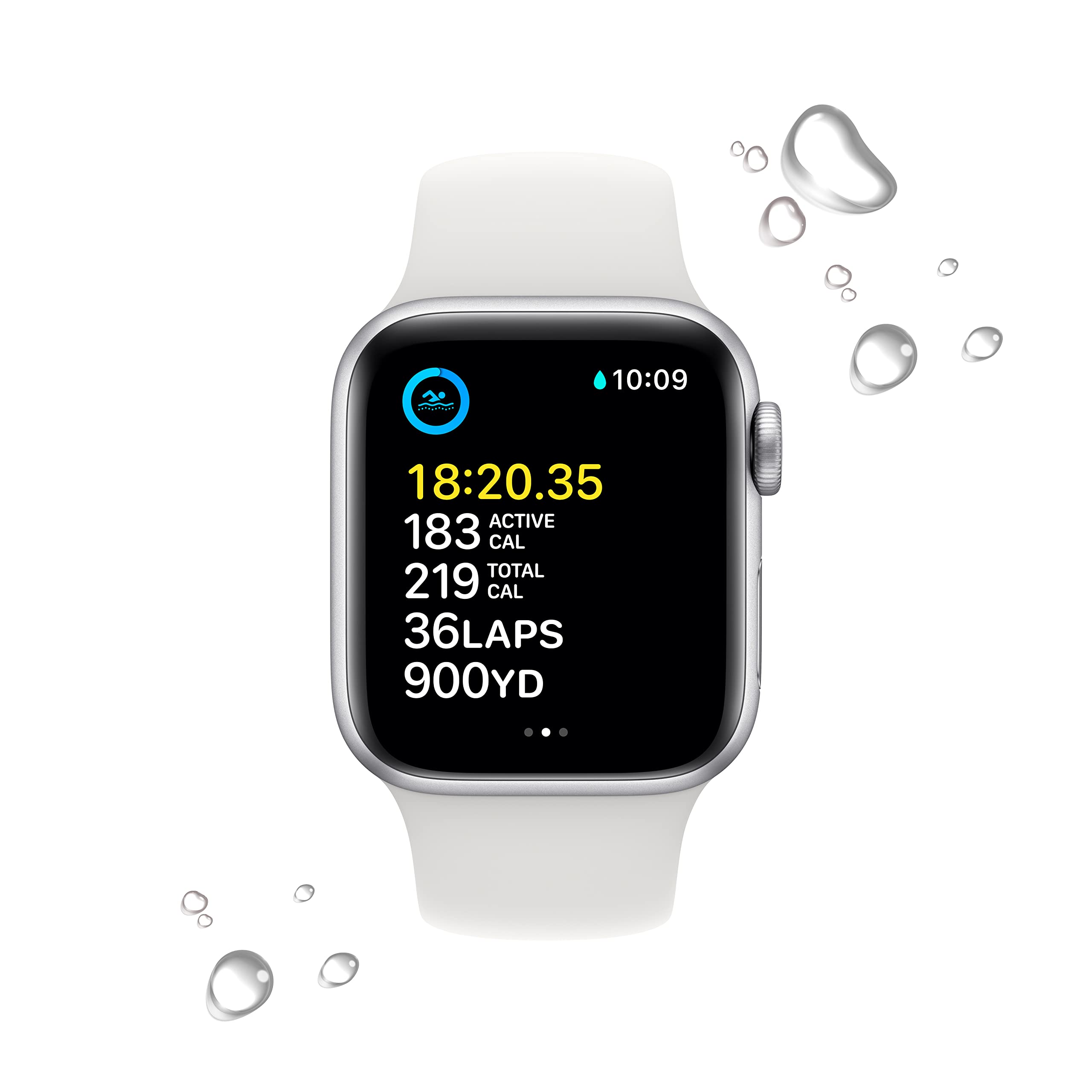 Apple Watch SE 2nd Generation (GPS) 40mm Aluminum Case with White Sport Band - M/L - Silver - MNTC3LL/A