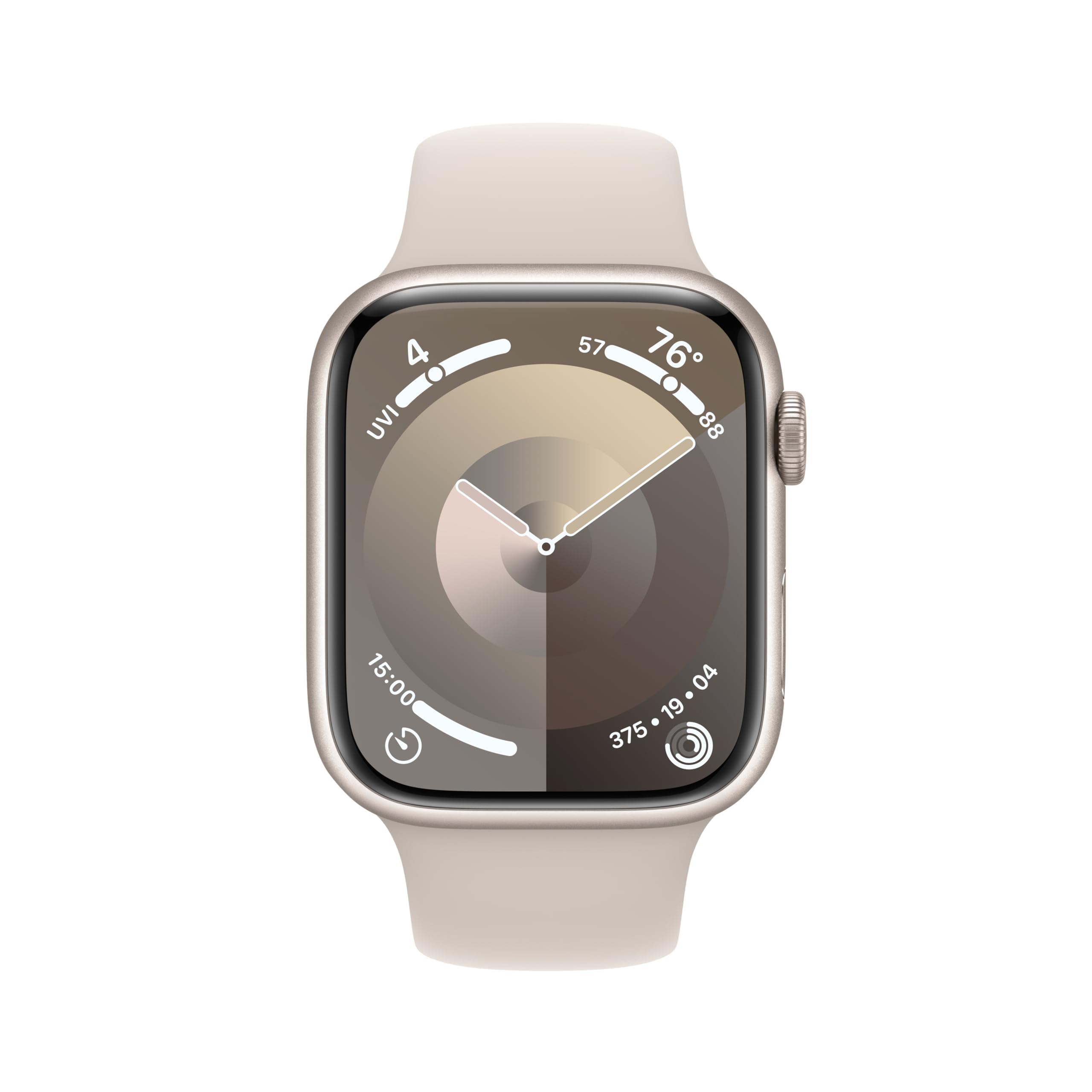 Apple Watch Series 9 (GPS+Cell) 45mm Starlight Aluminum Case w/ Starlight Sport Band (S/M) - MRM83LW/A