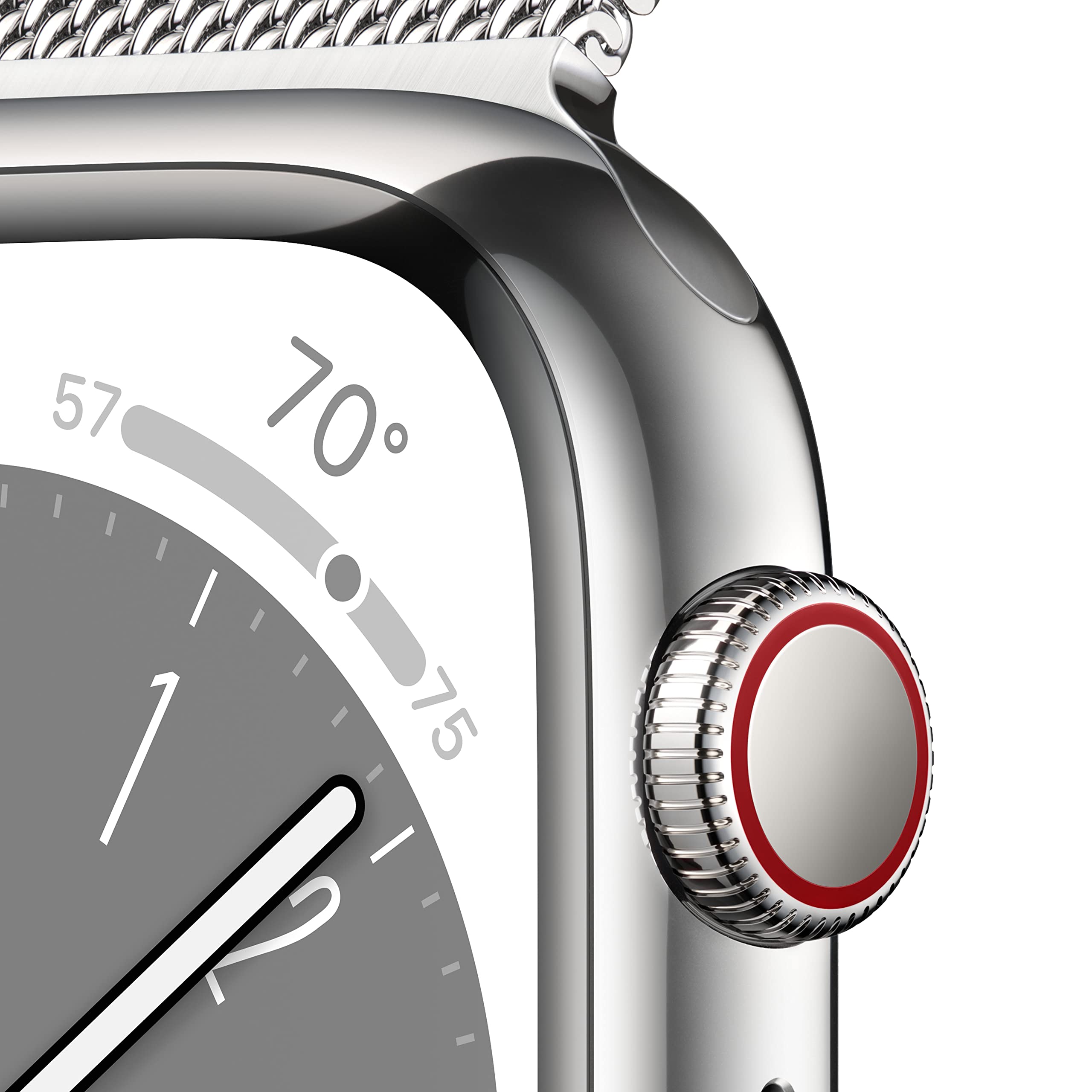 Apple Watch Series 8 GPS+Cell 41MM Stainless Steel Case - Milanese Loop - Silver - MNJ73LL/A